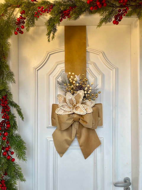 Escapulário De Natal Veludo Dourado