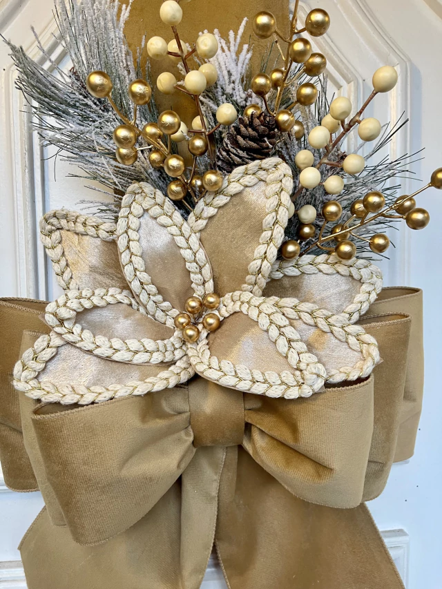 Escapulário De Natal Veludo Dourado