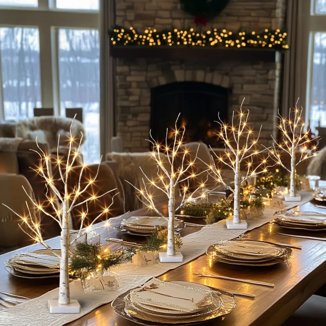 Conjunto de 4 Árvores de Natal com 24 Led De 60 Cm - Para Enfeites e Eventos