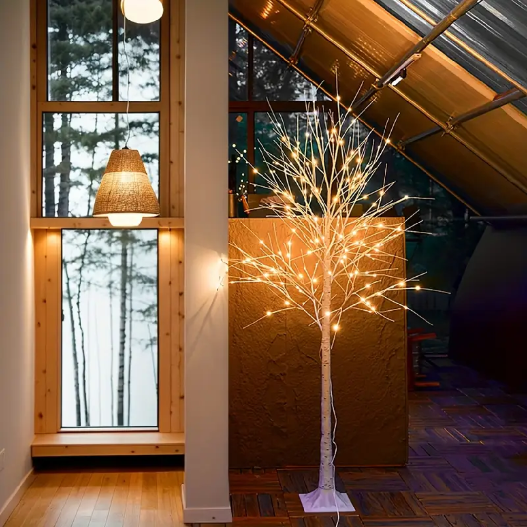 Conjunto de Árvores de Natal LED com Ramos de Bétula Branco - 3 em 1