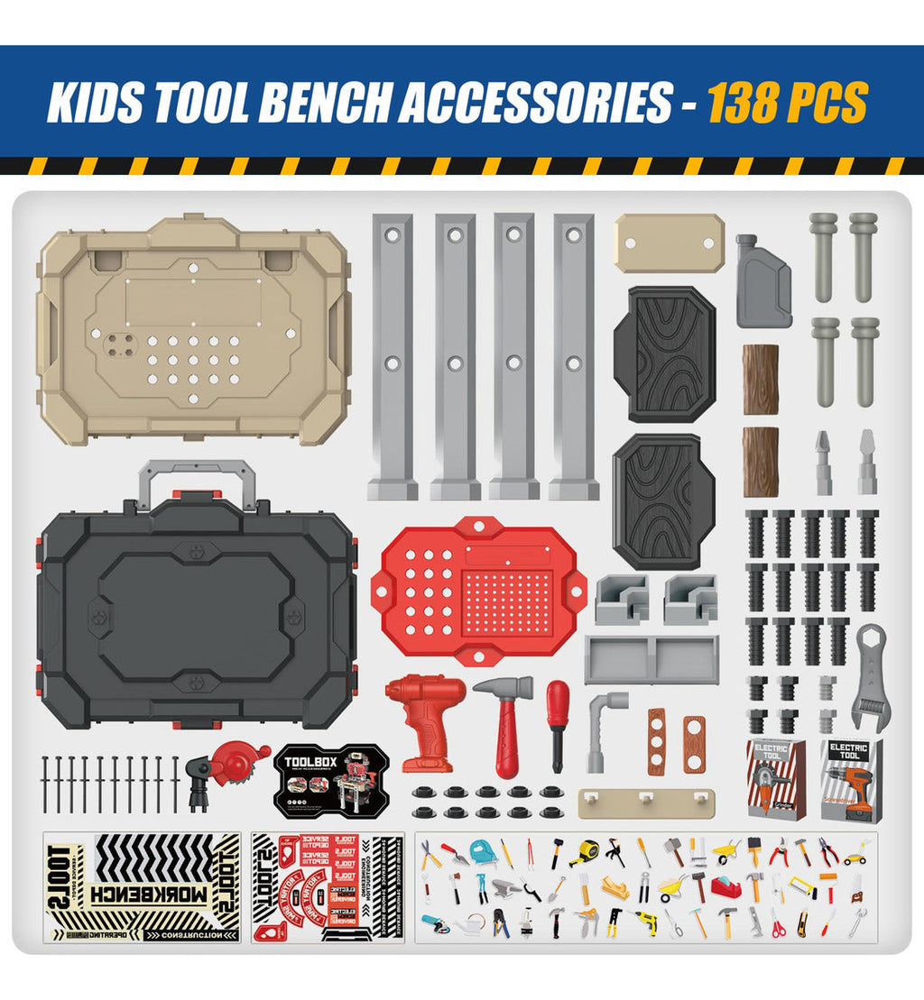 Banco De Ferramentas Para Crianças Deshara Com 138 Peças, Fu